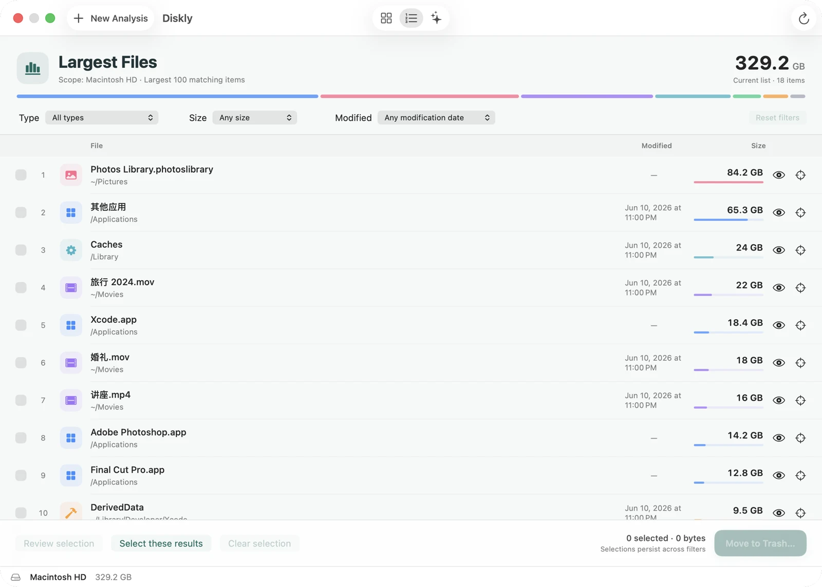 Put large files in focus